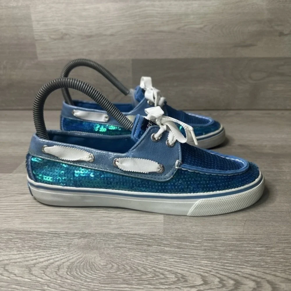 Sperry Top Sider Bahama Blue Sequin Boat Shoes in Women's Size‎ 6.5 M